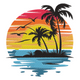 Palm Tree Ocean Scene Embroidery Design, Instant Download