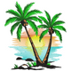 Palm Trees Sunset Beach Embroidery Design, Instant Download