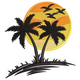 Palm Trees Sunset Embroidery Design, Instant Download