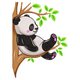 Panda on Tree Embroidery Design, Instant Download