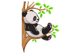 Panda on Tree Embroidery Design, Instant Download