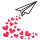 Paper Airplane with Hearts Embroidery Design, Valentine Pattern