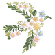 Pastel Wildflower Corner Embroidery Design, Floral Corner Spray, Instant Download