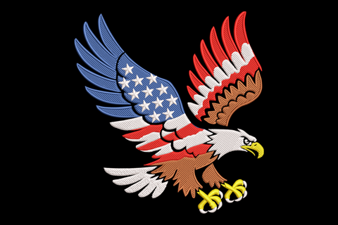 Eagle with American flag design embroidery design