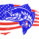 Patriotic Bass Fish American Flag Embroidery Design, Instant Download