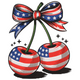 Patriotic Bow Cherries Embroidery Design, Instant Download