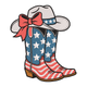 Patriotic Cowgirl Boots and Hat Embroidery Design, Machine Embroidery Pattern, Instant Download