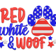 Patriotic Dog Paw Embroidery Design, Red White and Woof
