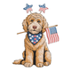Patriotic Dog with American Flag Embroidery Design, Machine Embroidery Pattern, Instant Download