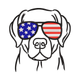 Patriotic Dog with American Flag Sunglasses Embroidery Design, Instant Download