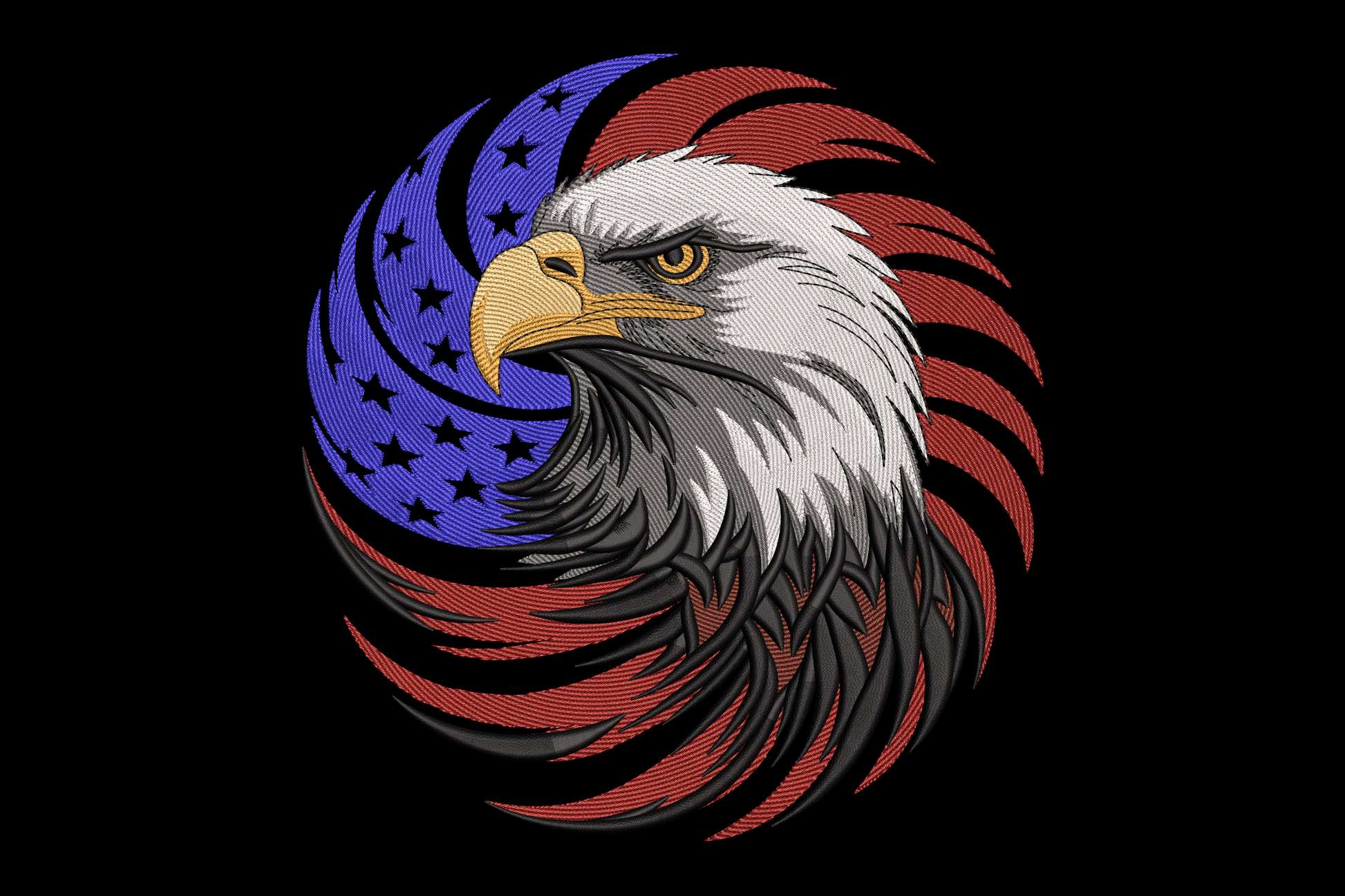 Eagle design with American flag pattern embroidery design