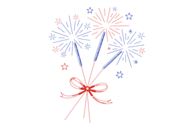 Patriotic Fireworks Bouquet Embroidery Design, Machine Embroidery Pattern, Instant Download