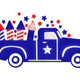 Patriotic Fireworks Truck Embroidery Design, Instant Download