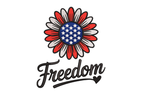Patriotic Freedom Sunflower Embroidery Design, Machine Embroidery Pattern, Instant Download