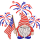 Patriotic Gnome with Fireworks Embroidery Design, Instant Download