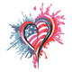 Patriotic Heart Splash Embroidery Design, American Flag Heart Pattern, Instant Download