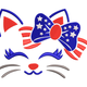Patriotic Kitty Face with Bow Embroidery Design, Instant Download