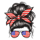 Patriotic Messy Bun Embroidery Design, Instant Download