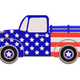 Patriotic USA Flag Pickup Truck Embroidery Design, 4th of July Pattern