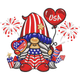Patriotic USA Gnome Embroidery Design, 4th of July Machine Embroidery