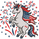 Patriotic Unicorn with Fireworks Embroidery Design, Instant Download