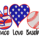 Peace Love Baseball Patriotic Embroidery Design, Instant Download