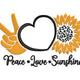 Peace Love Sunshine Embroidery Design, Summer Sunflower Machine Embroidery Pattern, Instant Download