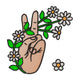 Peace Sign Hand with Daisies Embroidery Design, Machine Embroidery Pattern, Instant Download