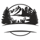 Peaceful Lakeside Campfire Mountain Embroidery Design, Machine Embroidery Pattern, Instant Download