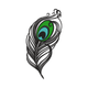 Peacock Feather Swirl Embroidery Design, Instant Download