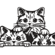 Peeking Cats Trio Embroidery Design, Instant Download