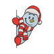 Peeking Snowman with Santa Hat Embroidery Design, Instant Download