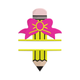 Pencil with Bow Embroidery Design, Instant Download