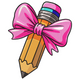 Pencil with Pink Bow Embroidery Design, Instant Download