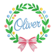 Personalized Oliver Floral Wreath Embroidery Design, Machine Embroidery Pattern, Instant Download