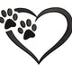 Pet Love Heart with Paw Prints Embroidery Design, Instant Download