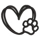 Pet Love Outline Heart Embroidery Design, Paw Print Heart, Instant Download