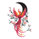 Phoenix Bird Embroidery Design, Mythical Fire Bird Pattern, Instant Download