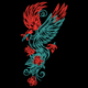 Phoenix Bird Floral Embroidery Design, Fantasy Bird Machine Embroidery