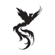 Phoenix Bird Silhouette Embroidery Design, Instant Download