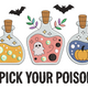 Pick Your Poison Halloween Potion Embroidery Design, Halloween Machine Embroidery Pattern, Instant Download