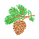 Pine Cone with Evergreen Branch Embroidery Design, Instant Download