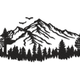 Pine Forest Mountain Silhouette Embroidery Design, Instant Download