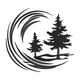 Pine Trees in Crescent Moon Embroidery Design, Woodland Forest Night Scene Pattern, Instant Download