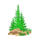 Pine Trees on Rocks Embroidery Design, Forest Scene Machine Embroidery Pattern, Instant Download