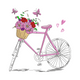 Pink Bicycle with Flower Basket Embroidery Design, Instant Download