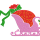 Pink Christmas Sleigh with Santa Hat Embroidery Design, Machine Embroidery Pattern, Instant Download