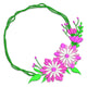 Pink Daisy Floral Wreath Embroidery Design, Garden Flower Frame Pattern, Instant Download