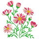 Pink Daisy Flower Bouquet Embroidery Design, Instant Download