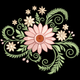 Pink Floral Swirl Embroidery Design, Machine Embroidery Pattern, Instant Download